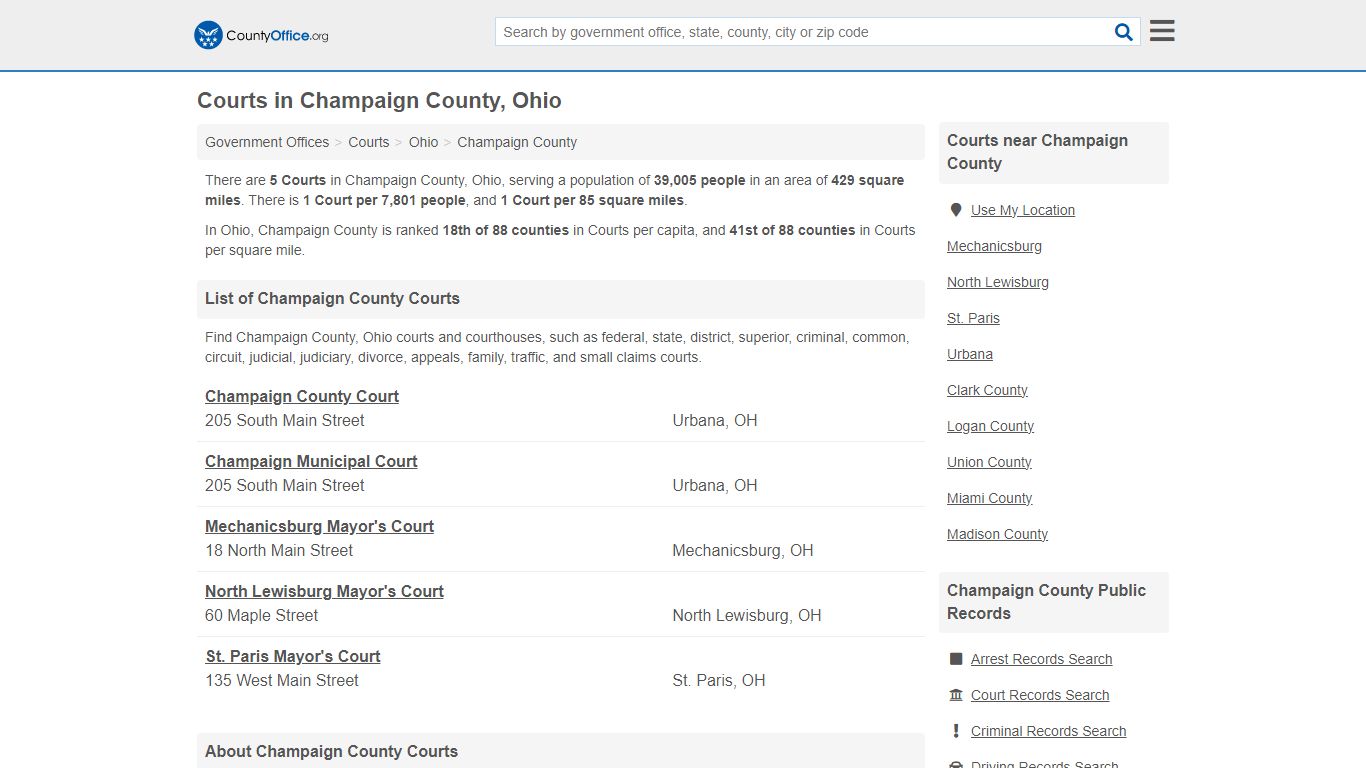 Courts - Champaign County, OH (Court Records & Calendars)